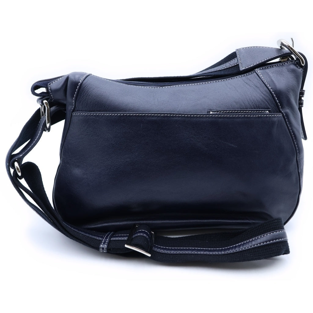 濱野(ハマノ) レザー 2WAY ショルダーバッグ ネイビー シルバー金具 レディース