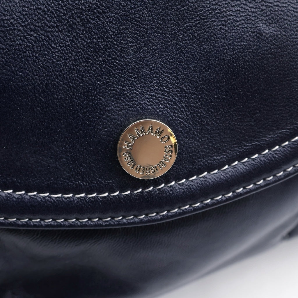 濱野(ハマノ) レザー 2WAY ショルダーバッグ ネイビー シルバー金具 レディース