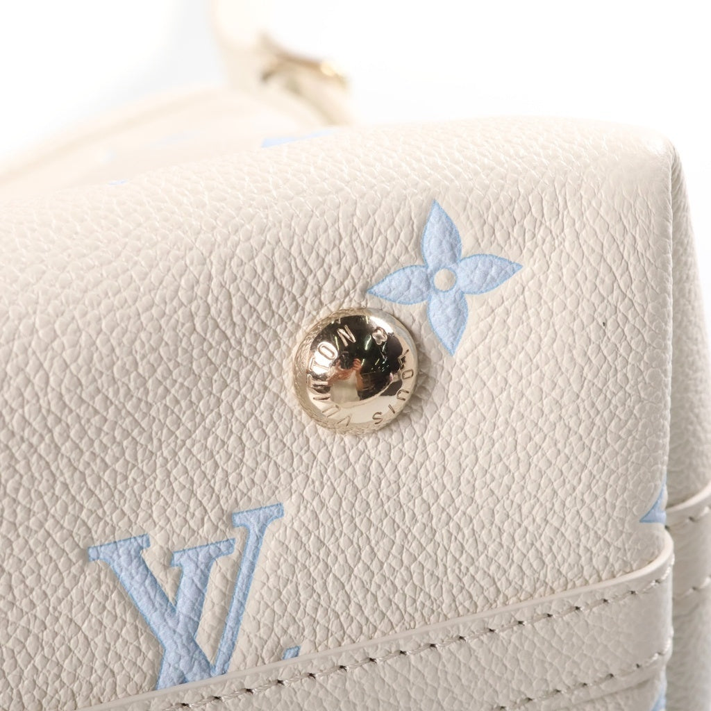 LOUIS VUITTON(ルイヴィトン) キャリーオールPM モノグラム アンプラント レザー ワンショルダーバッグ ゴールド金具 ホワイト/ライトブルー M27573 レディース
