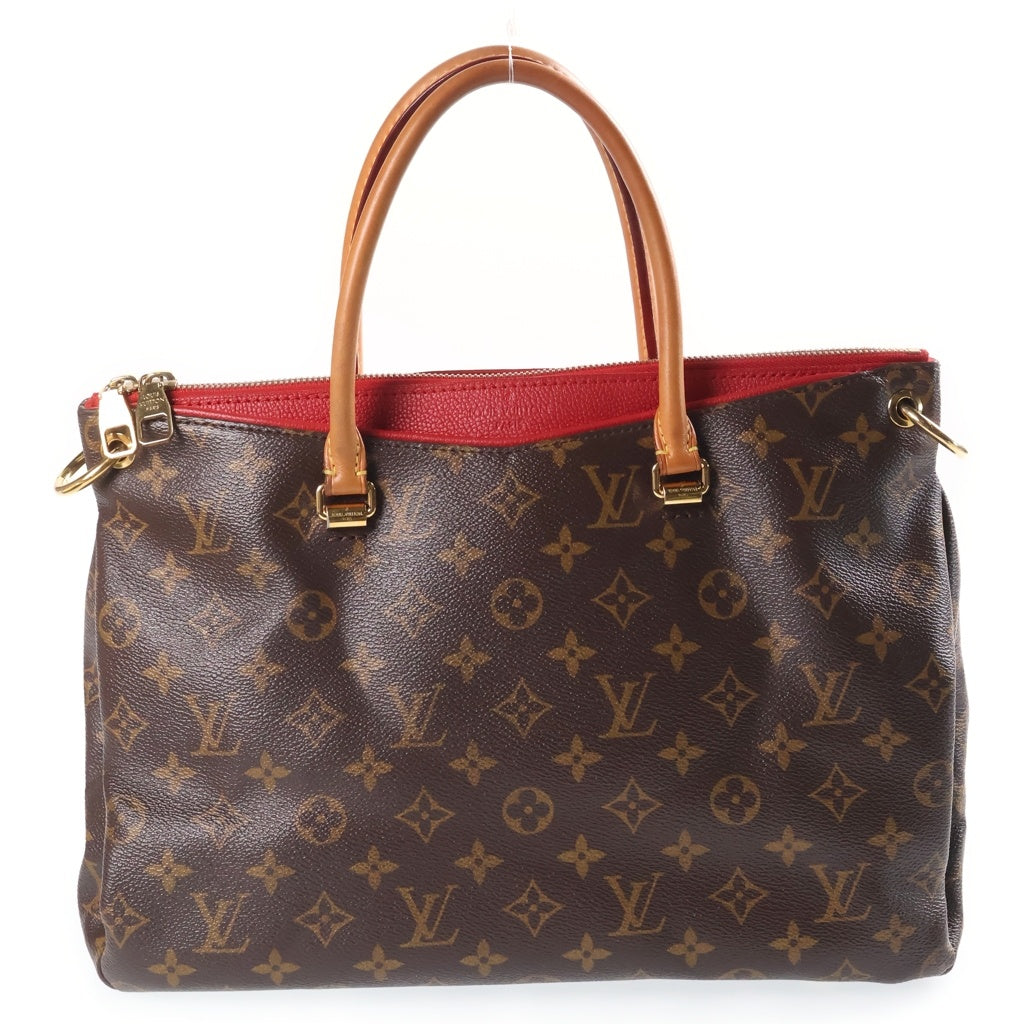 LOUIS VUITTON(ルイヴィトン) モノグラム パラス 2WAYハンドバッグ ショルダーバッグ ブラウン×レッド レザー×PVC M41175 ゴールド金具 レディース