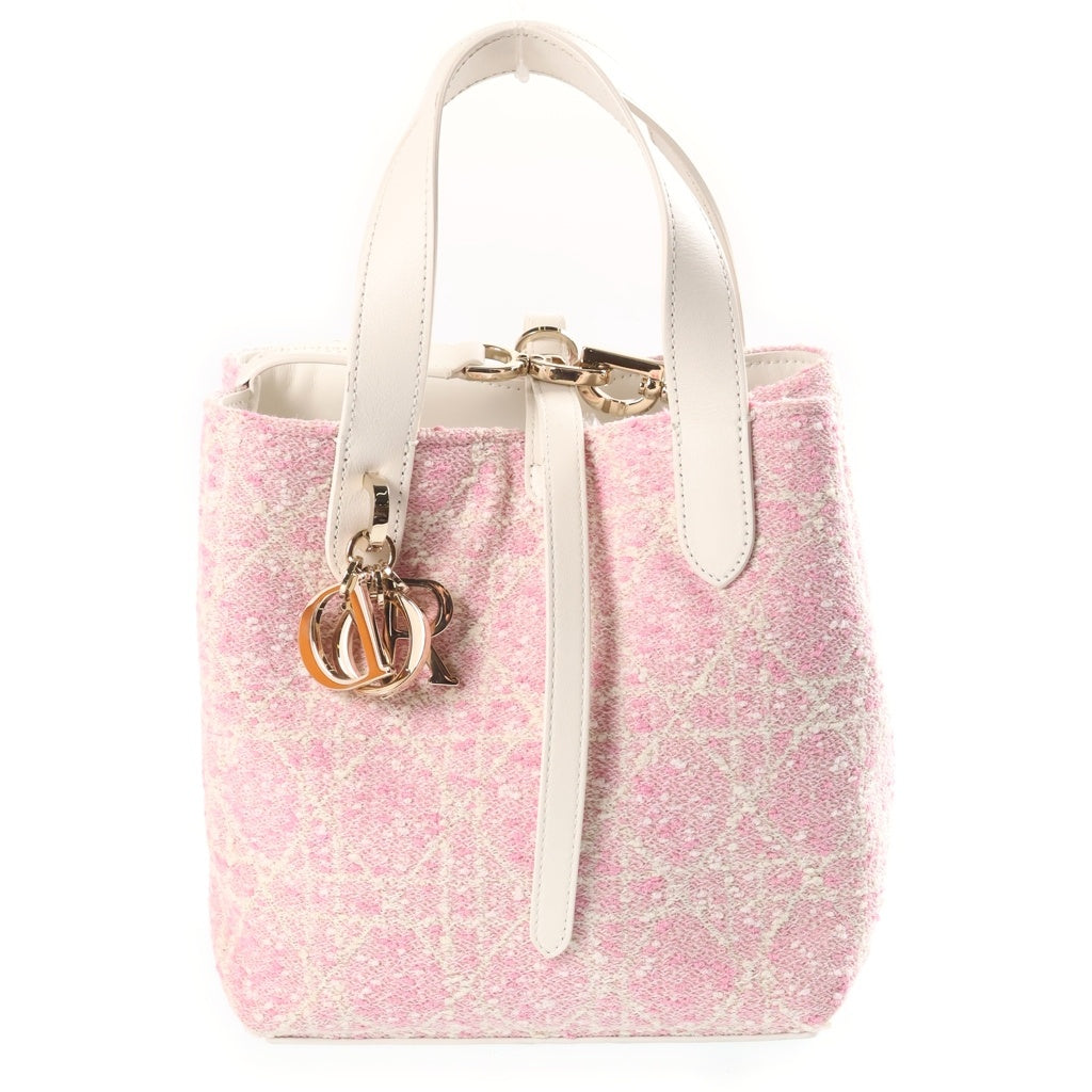 Christian Dior(クリスチャンディオール) トゥジュール バーティカル 2WAYハンドバッグ ショルダーバッグ ピンク レザー×キャンバス ゴールド金具 レディース
