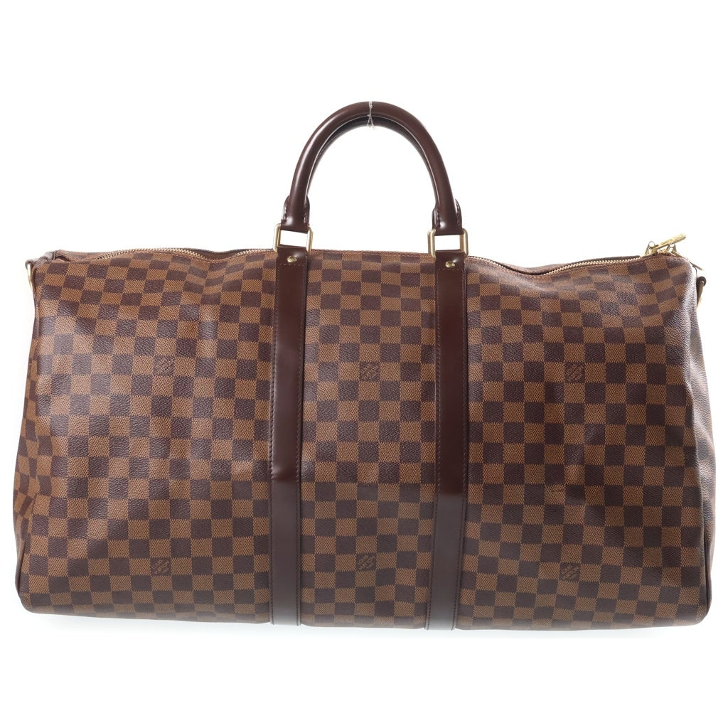 LOUIS VUITTON(ルイヴィトン) ダミエ キーポルバンドリエール55 ボストンバッグ トラベルバッグ ハンドバッグ ショルダーバッグ ブラウン レザー×PVC N41414 ゴールド金具 レディース
