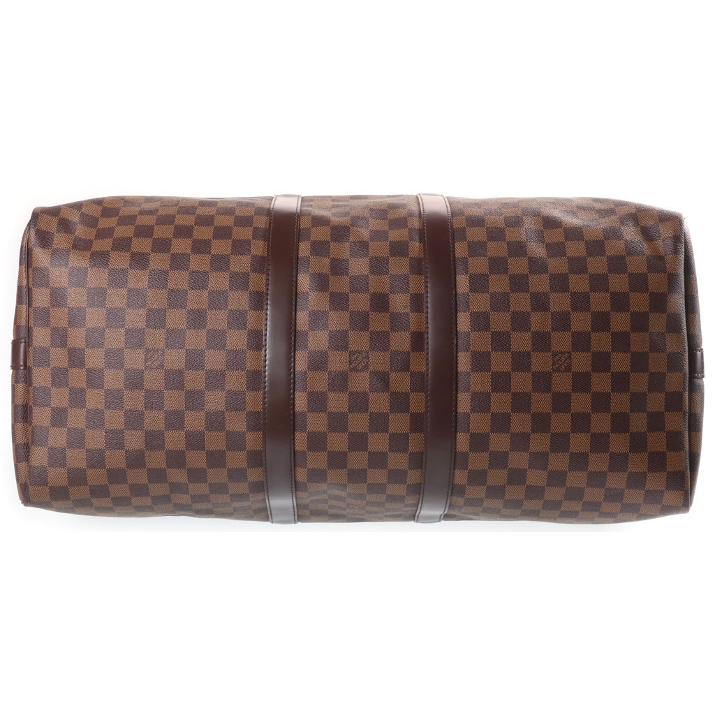LOUIS VUITTON(ルイヴィトン) ダミエ キーポルバンドリエール55 ボストンバッグ トラベルバッグ ハンドバッグ ショルダーバッグ ブラウン レザー×PVC N41414 ゴールド金具 レディース