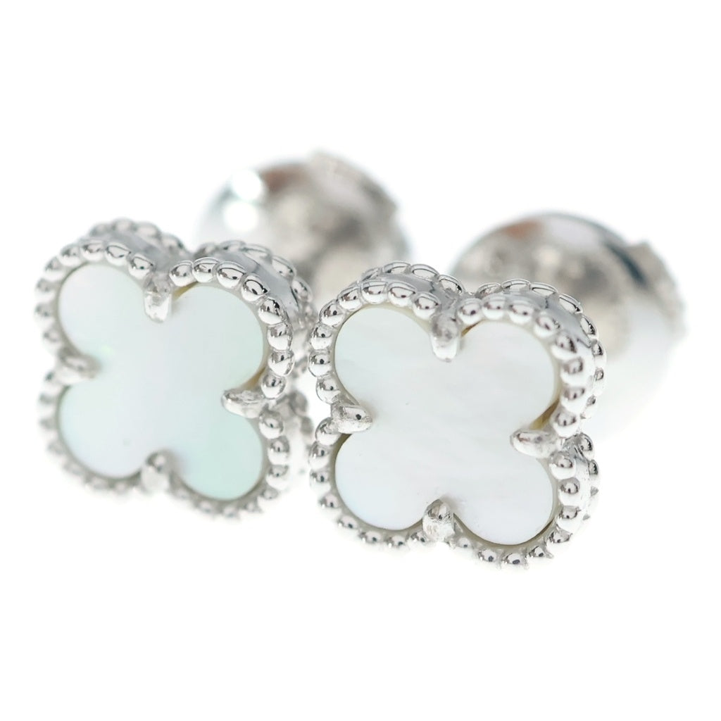 Van Cleef & Arpels(ヴァンクリーフアンドアーペル) スウィートアルハンブラ マザーオブパール ピアス K18WG ホワイトゴールド VCARG12000 レディース