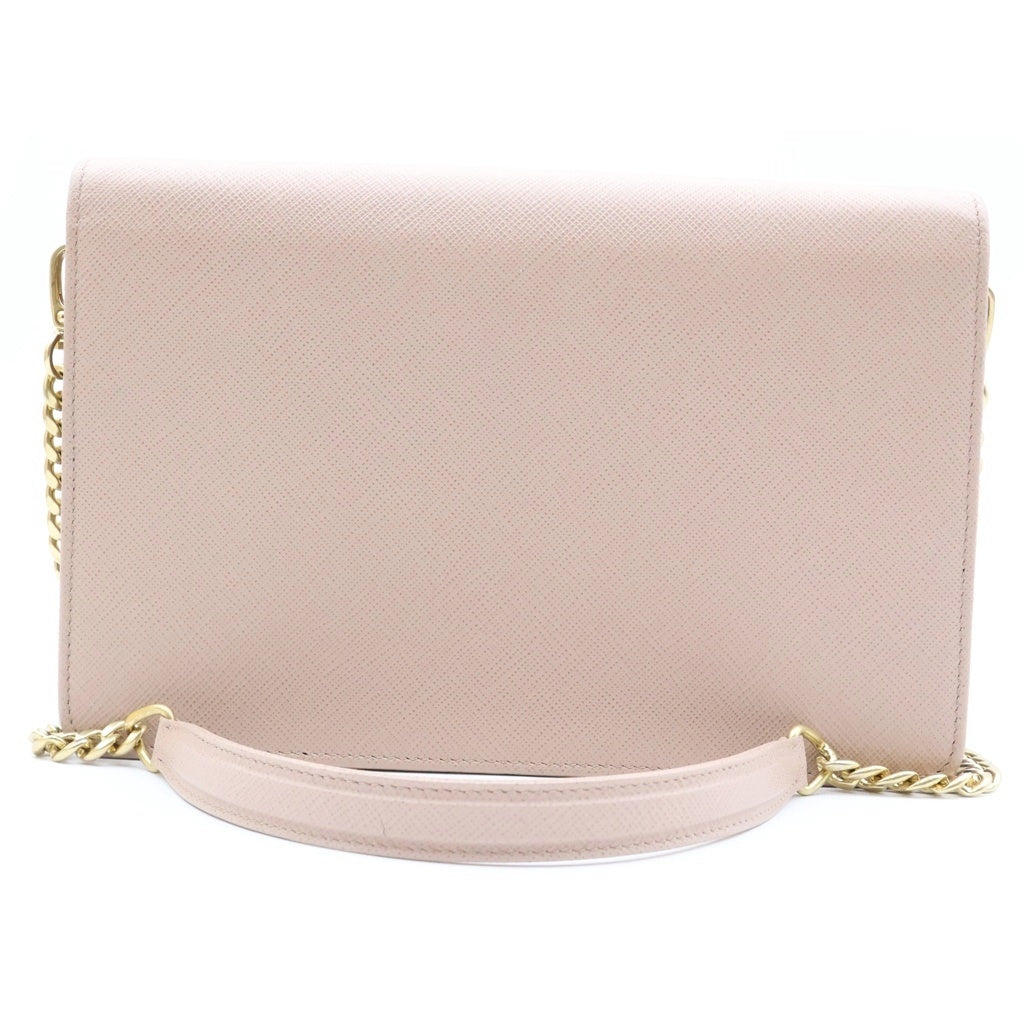 PRADA(プラダ) ロゴ チェーンウォレット ショルダーバッグ ピンクベージュ サフィアーノレザー 1BP006 レディース
