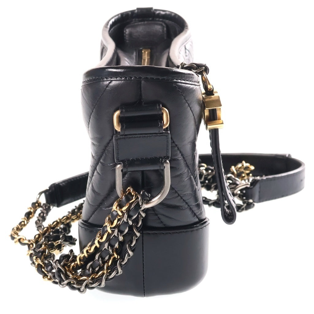 CHANEL(シャネル) ガブリエル ドゥ シャネル スモールホーボー ラムスキン Vステッチ チェーンショルダーバッグ ブラック ゴールド/シルバー金具 29番台 A91810 レディース