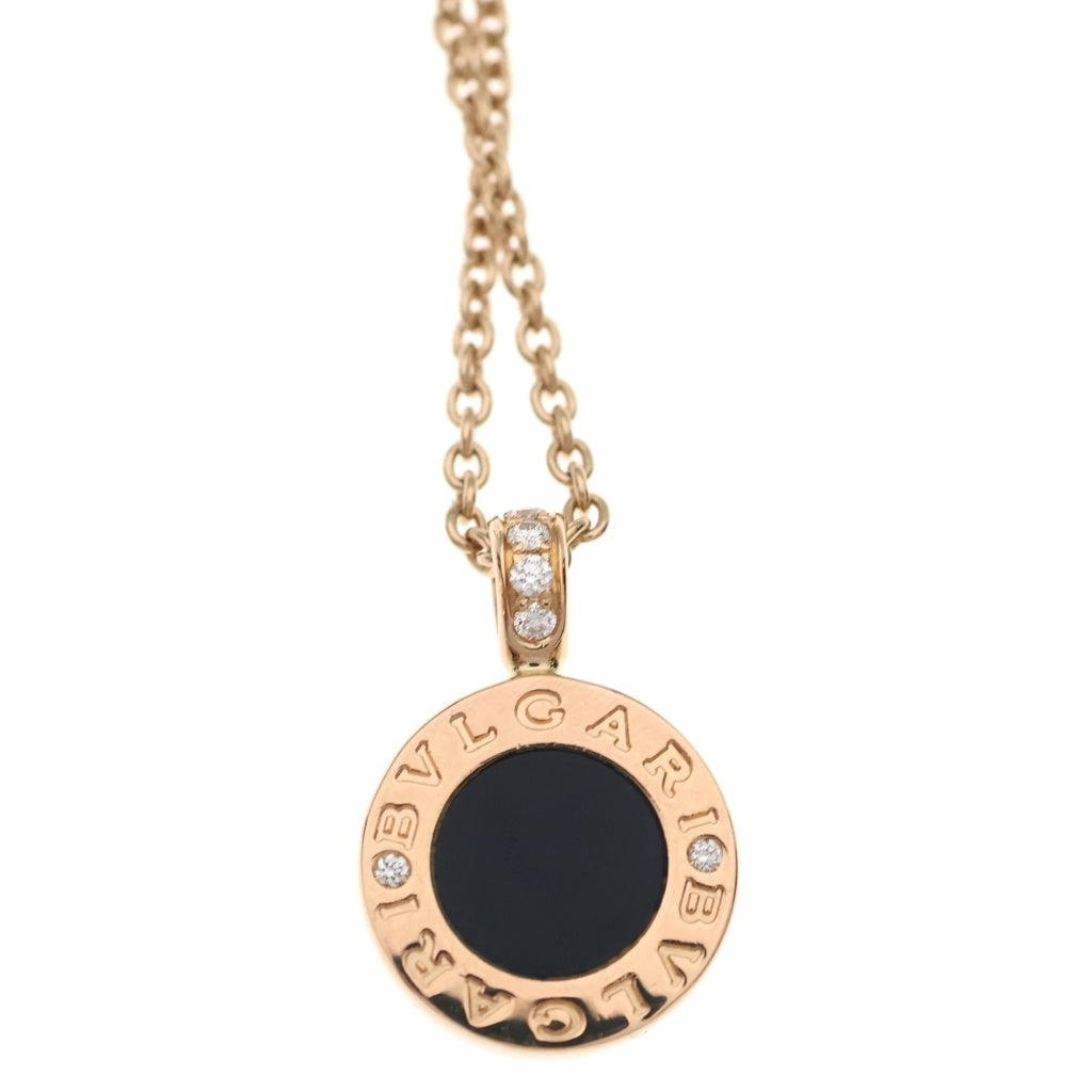 BVLGARI(ブルガリ) ブルガリブルガリ マザーオブパール オニキス パヴェダイヤ ネックレス K18PG ピンクゴールド レディース