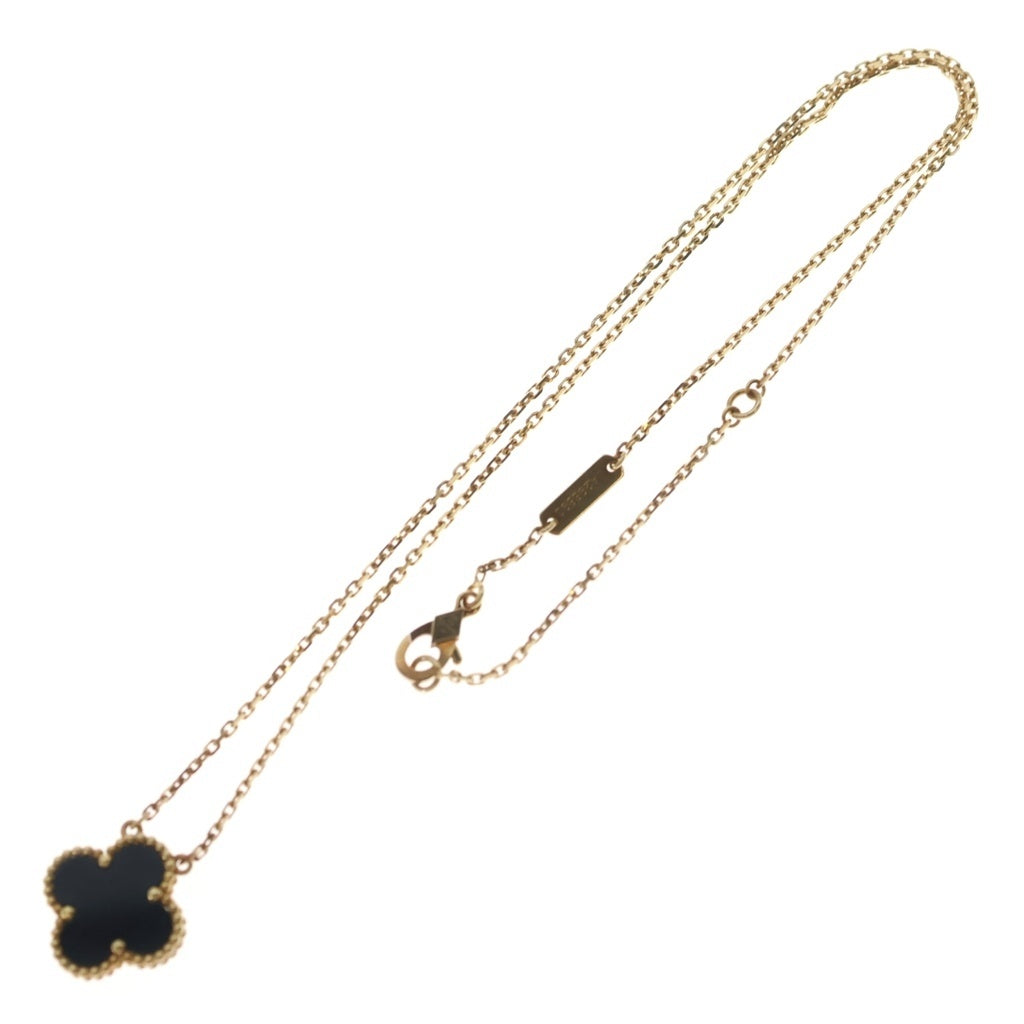 Van Cleef & Arpels(ヴァンクリーフアンドアーペル) ヴィンテージアルハンブラ オニキス ネックレス K18YG イエローゴールド ARA45800 レディース