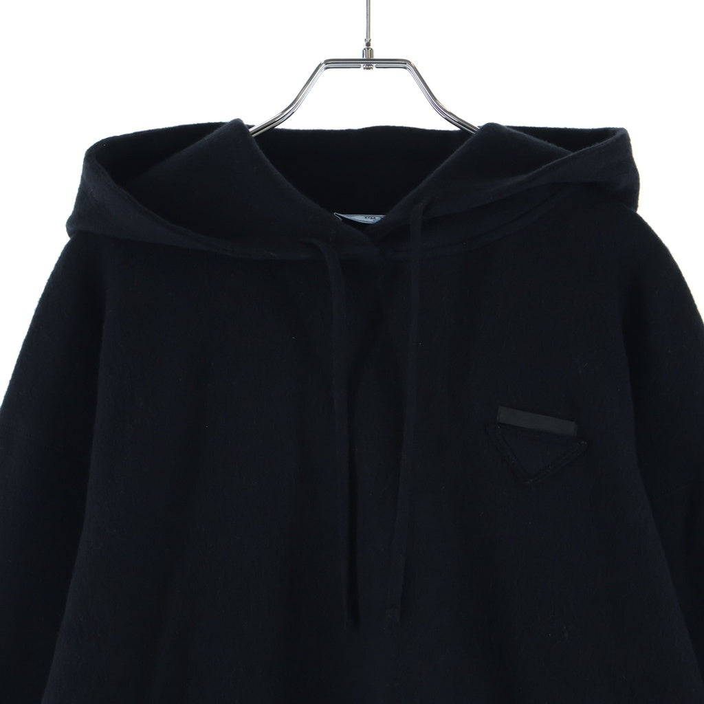 PRADA(プラダ) ウール×カシミヤ クロップドフーディ ブラック パーカー レディース X03QH