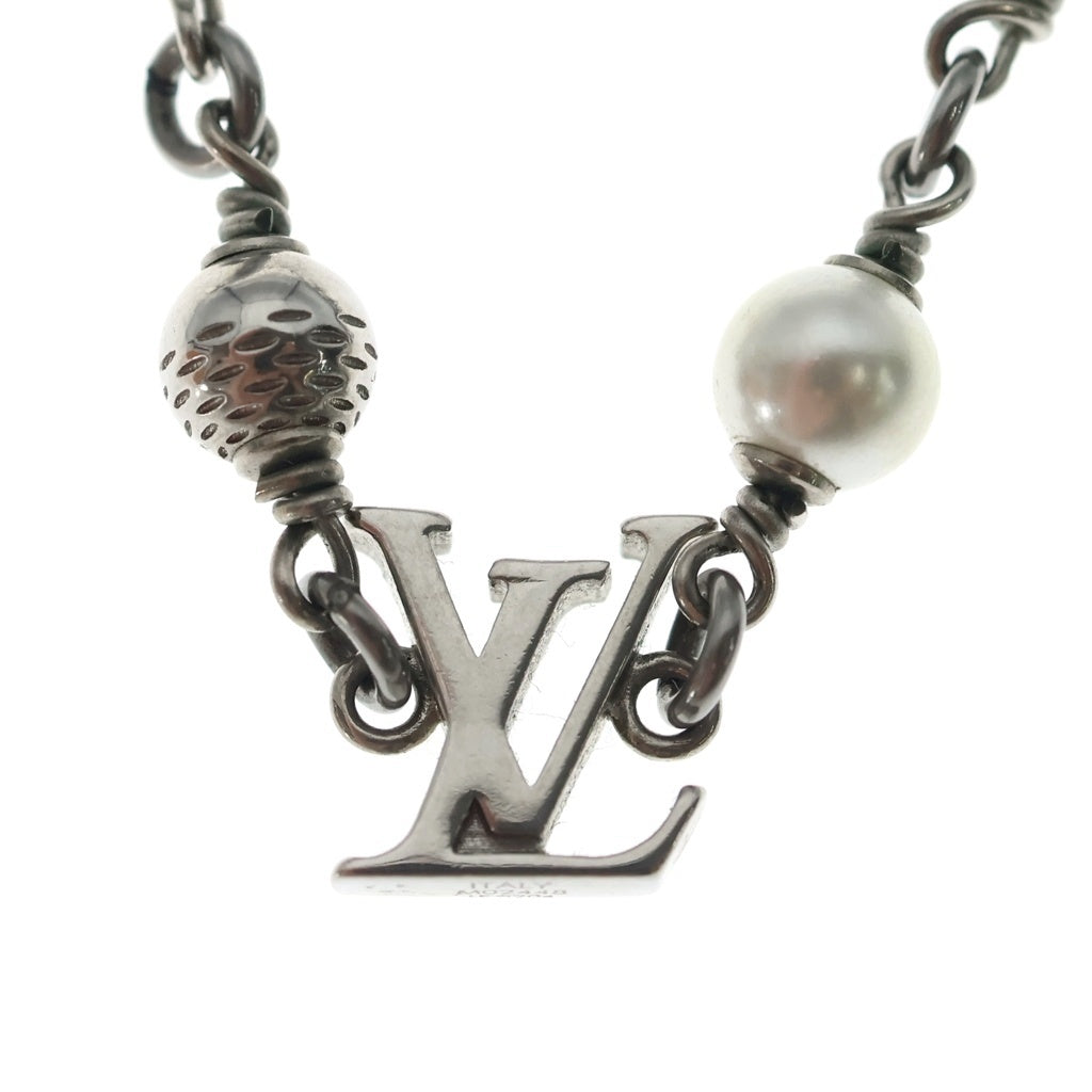 LOUIS VUITTON(ルイヴィトン) LV パール モノグラム チェーンネックレス シルバー M02448 レディース