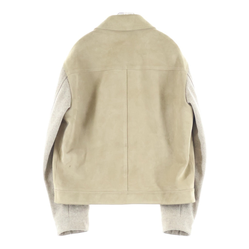 Christian Dior(クリスチャンディオール) 2024 Suede Leather Trucker Jacket スエード 袖ウール切り替え トラッカージャケット カーフレザー イタリア製 ベージュ 413L4260729