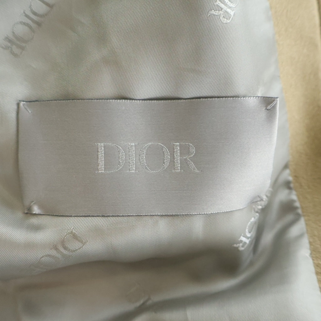 Christian Dior(クリスチャンディオール) 2024 Suede Leather Trucker Jacket スエード 袖ウール切り替え トラッカージャケット カーフレザー イタリア製 ベージュ 413L4260729