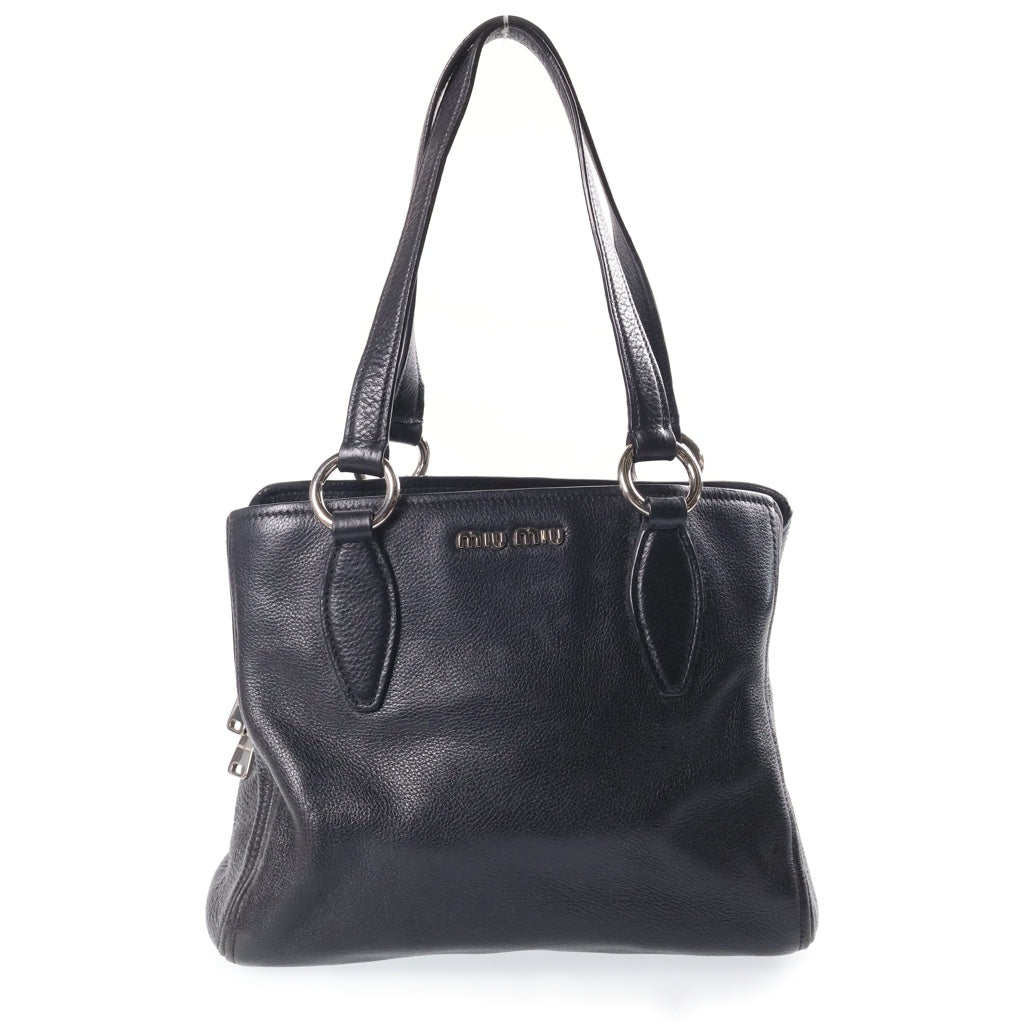 miumiu(ミュウミュウ) ヴィッテロフェニックス レザー ハンドバッグ シルバー金具 ブラック RR2014 レディース