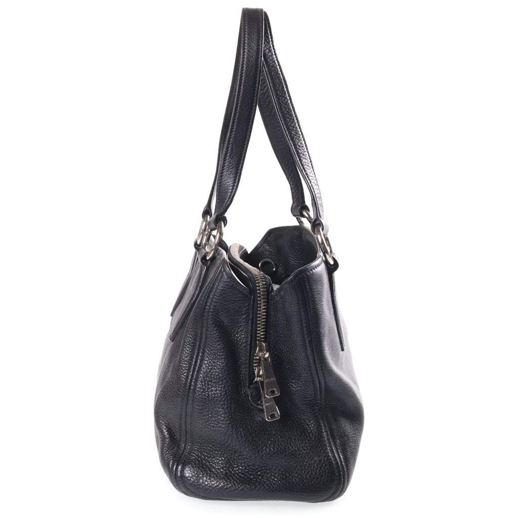 miumiu(ミュウミュウ) ヴィッテロフェニックス レザー ハンドバッグ シルバー金具 ブラック RR2014 レディース