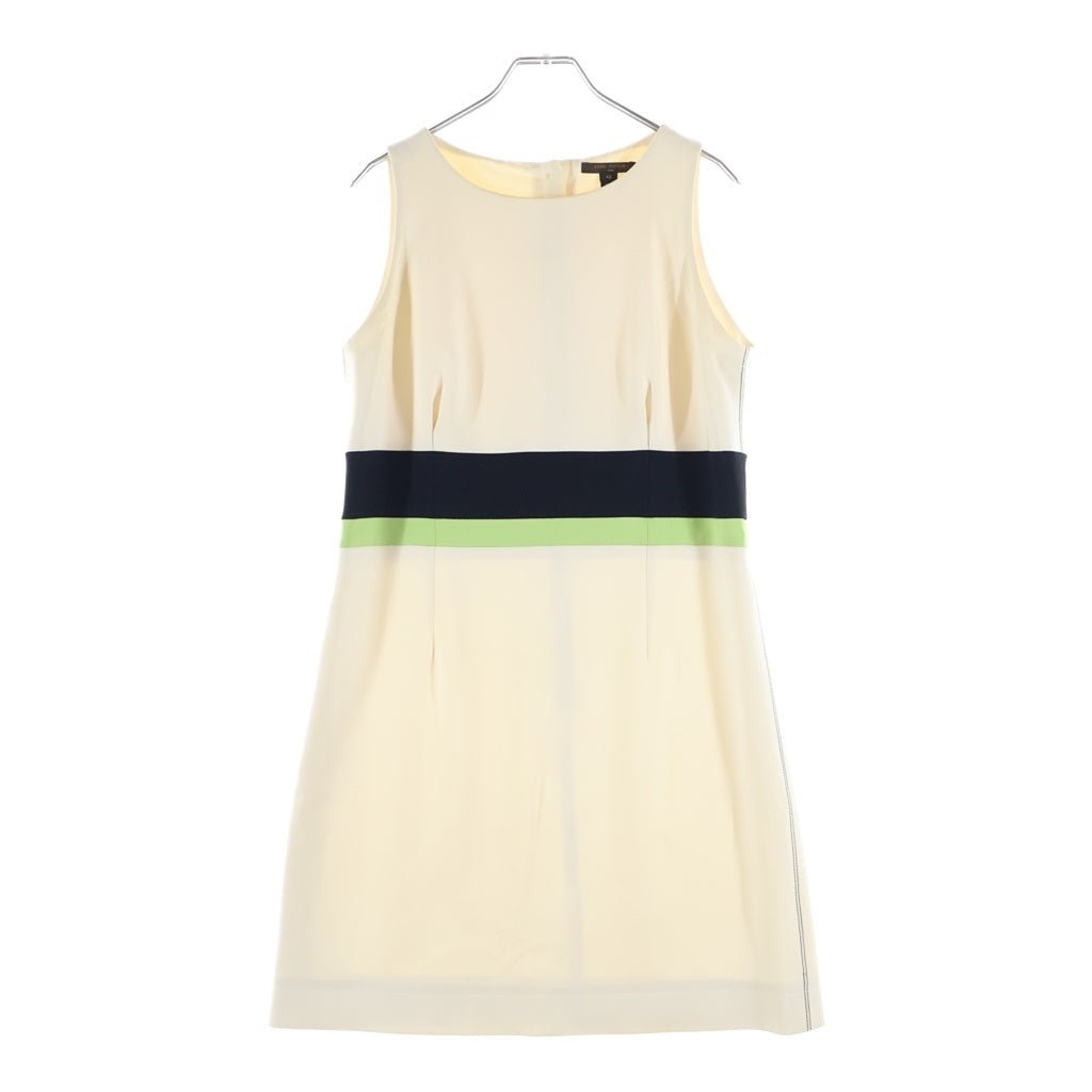 LOUIS VUITTON(ルイヴィトン) 16AW Sleeveless Dress ノースリーブ シルクドレス ワンピース ポリウレタン アイボリー/ブラック/グリーン RW162A ZB5 FADR14 レディース