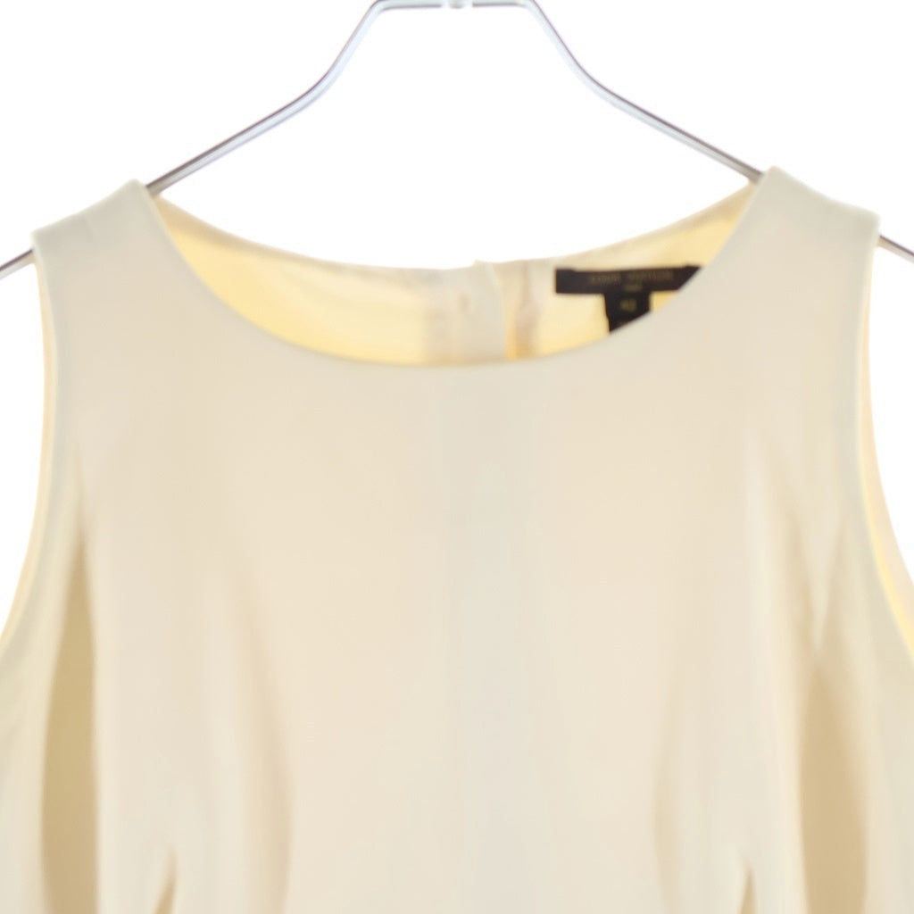 LOUIS VUITTON(ルイヴィトン) 16AW Sleeveless Dress ノースリーブ シルクドレス ワンピース ポリウレタン アイボリー/ブラック/グリーン RW162A ZB5 FADR14 レディース