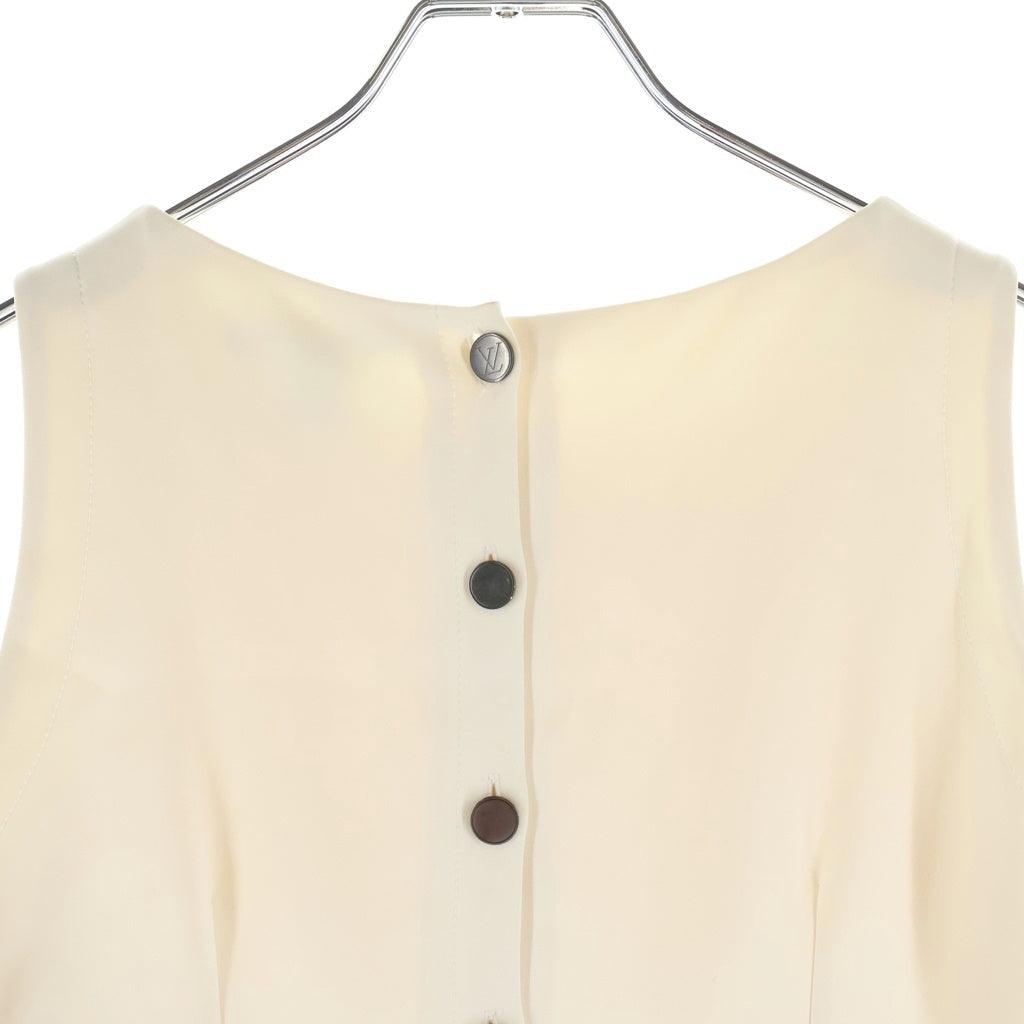 LOUIS VUITTON(ルイヴィトン) 16AW Sleeveless Dress ノースリーブ シルクドレス ワンピース ポリウレタン アイボリー/ブラック/グリーン RW162A ZB5 FADR14 レディース