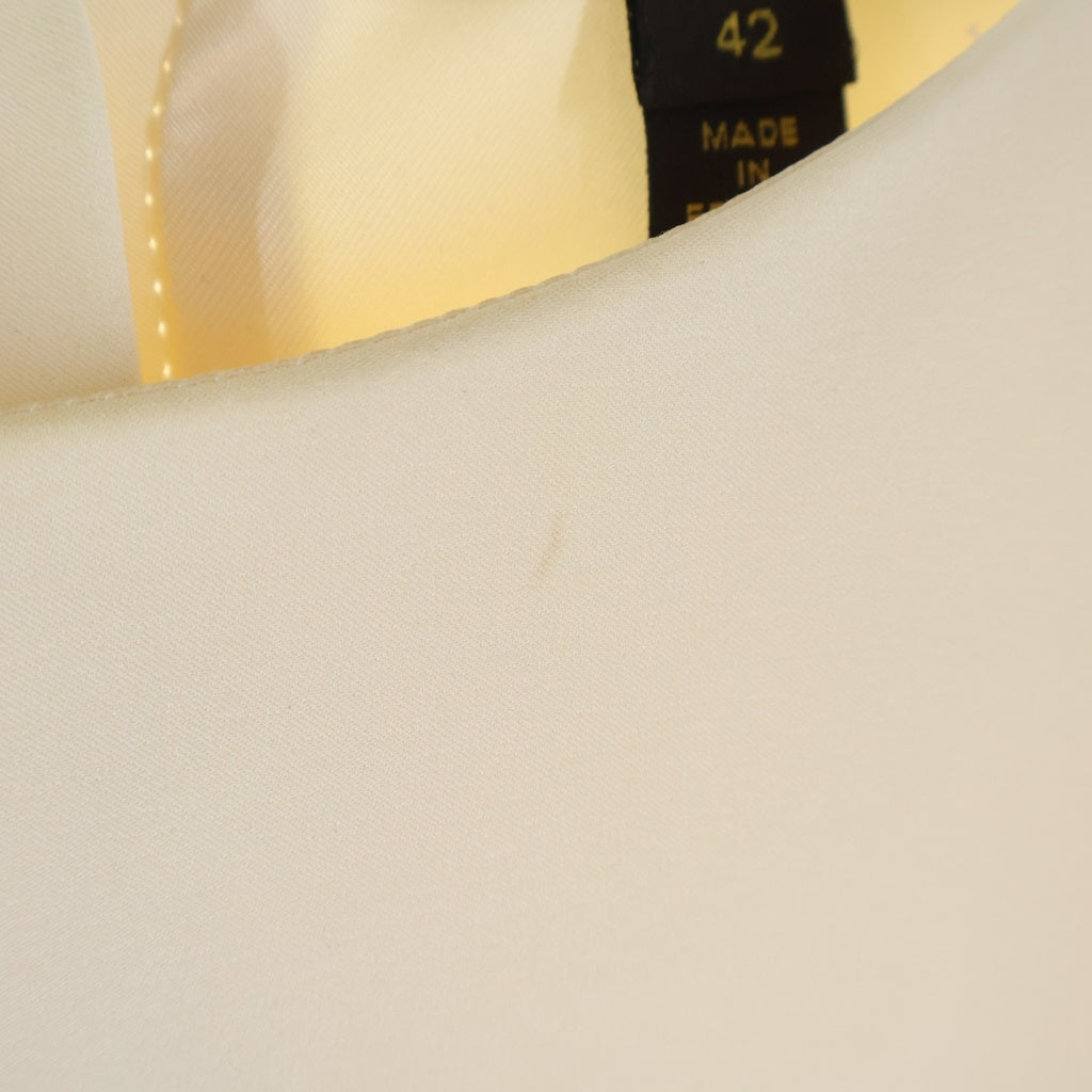 LOUIS VUITTON(ルイヴィトン) 16AW Sleeveless Dress ノースリーブ シルクドレス ワンピース ポリウレタン アイボリー/ブラック/グリーン RW162A ZB5 FADR14 レディース