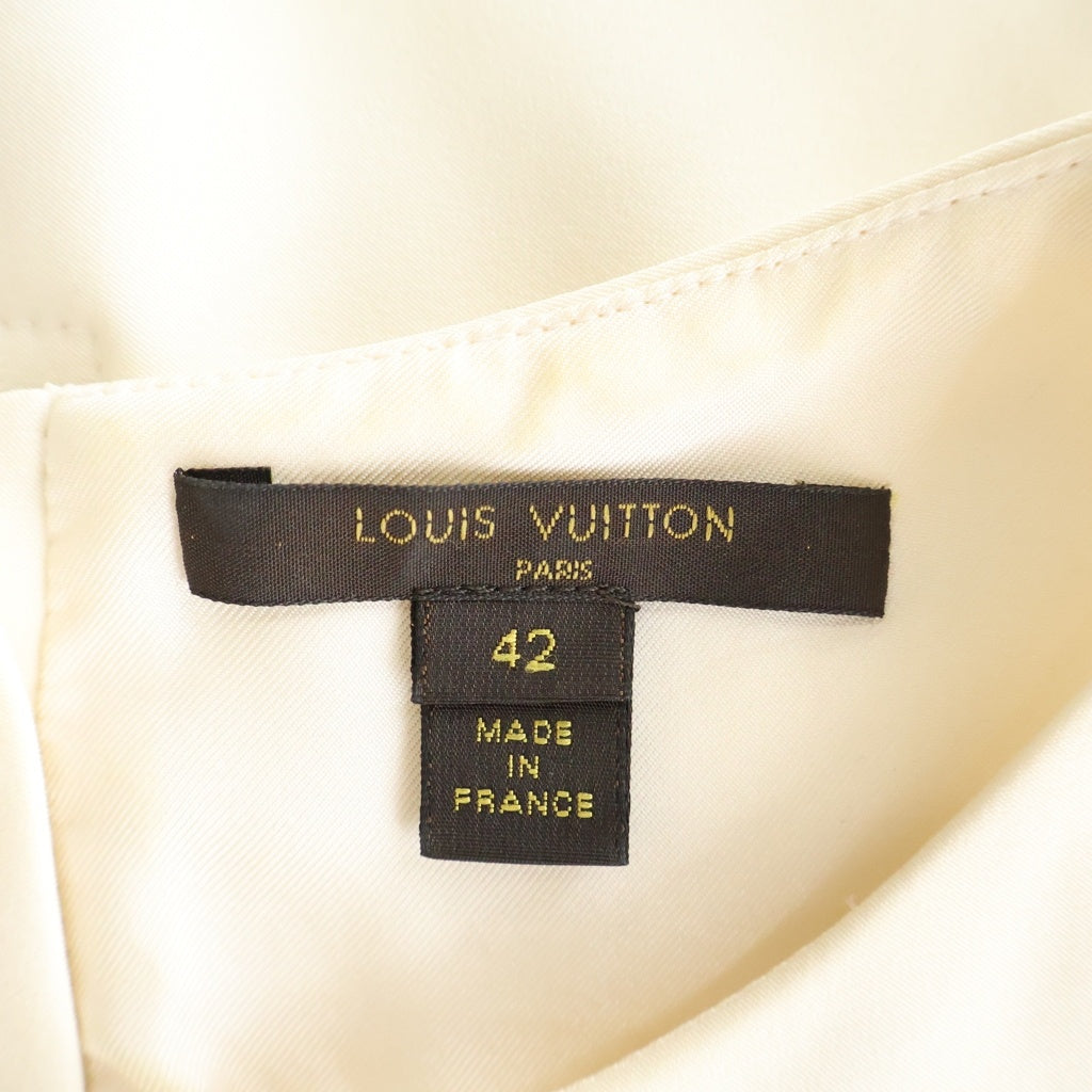 LOUIS VUITTON(ルイヴィトン) 16AW Sleeveless Dress ノースリーブ シルクドレス ワンピース ポリウレタン アイボリー/ブラック/グリーン RW162A ZB5 FADR14 レディース