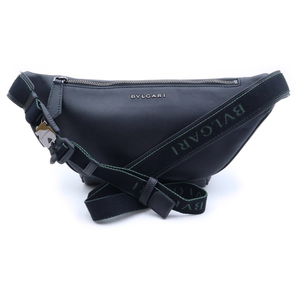 BVLGARI(ブルガリ) マン スモール ベルトバッグ ボディバッグ ネイビー レザー 292709
