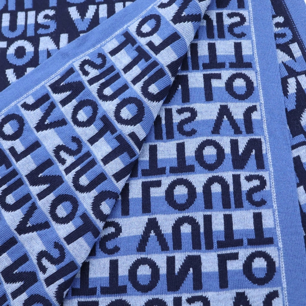 LOUIS VUITTON(ルイヴィトン) エシャルプ・LVスプリット ストール マフラー ブルー×ネイビー ウール M70910