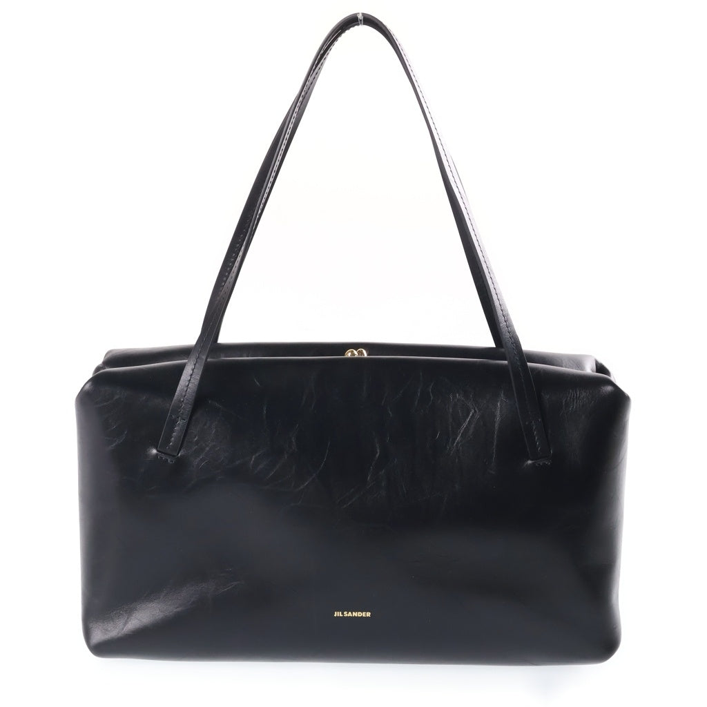 JIL SANDER(ジルサンダー) ゴジ ピロー ミディアム カーフレザー がま口 ショルダーバッグ ブラック ゴールド金具 J08WD0065 P5636 レディース