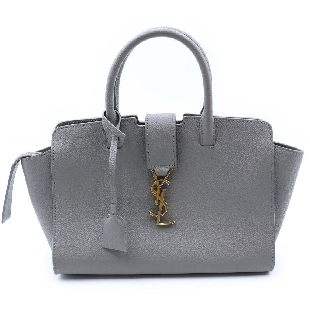 YVES SAINT LAURENT(イヴサンローラン) ダウンタウン ベイビーカバス レザー カサンドラロゴ ハンドバッグ グレージュ ゴールド金具 635346 レディース