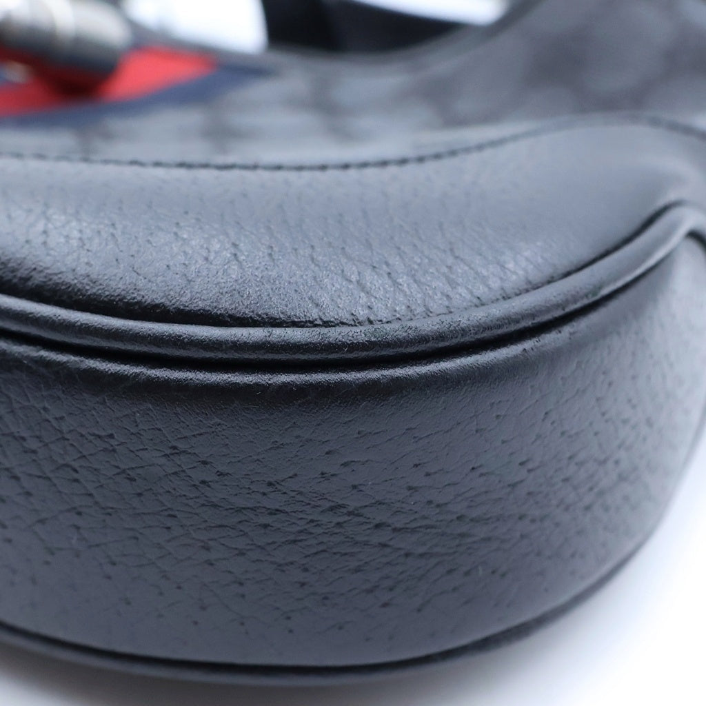 GUCCI(グッチ) × BALENCIAGA バレンシアガ ハッカープロジェクト ジャッキー BBキャンバス レザー ワンショルダーバッグ ブラック シルバー金具 680118 レディース