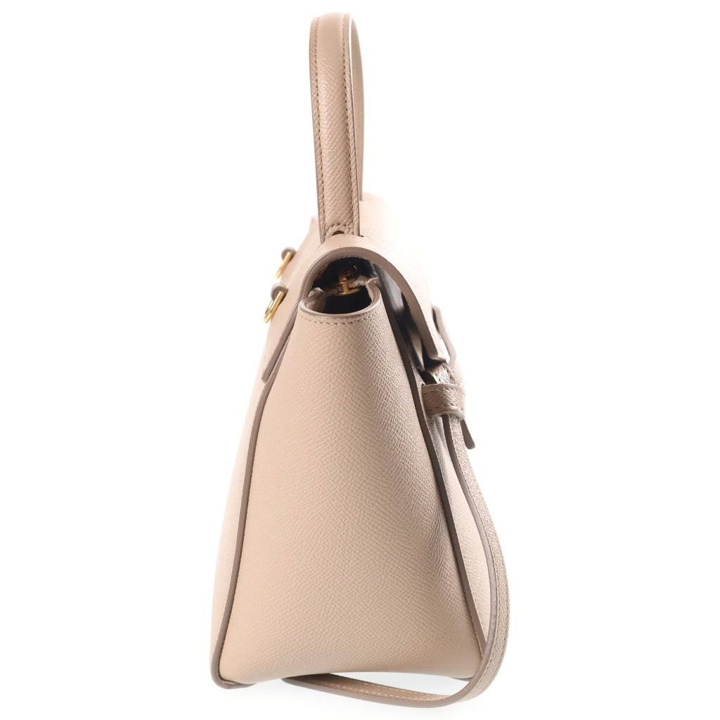 CELINE(セリーヌ) ベルトバッグ ナノ レザー 2WAY ハンド ショルダー バッグ ベージュ ゴールド金具 レディース