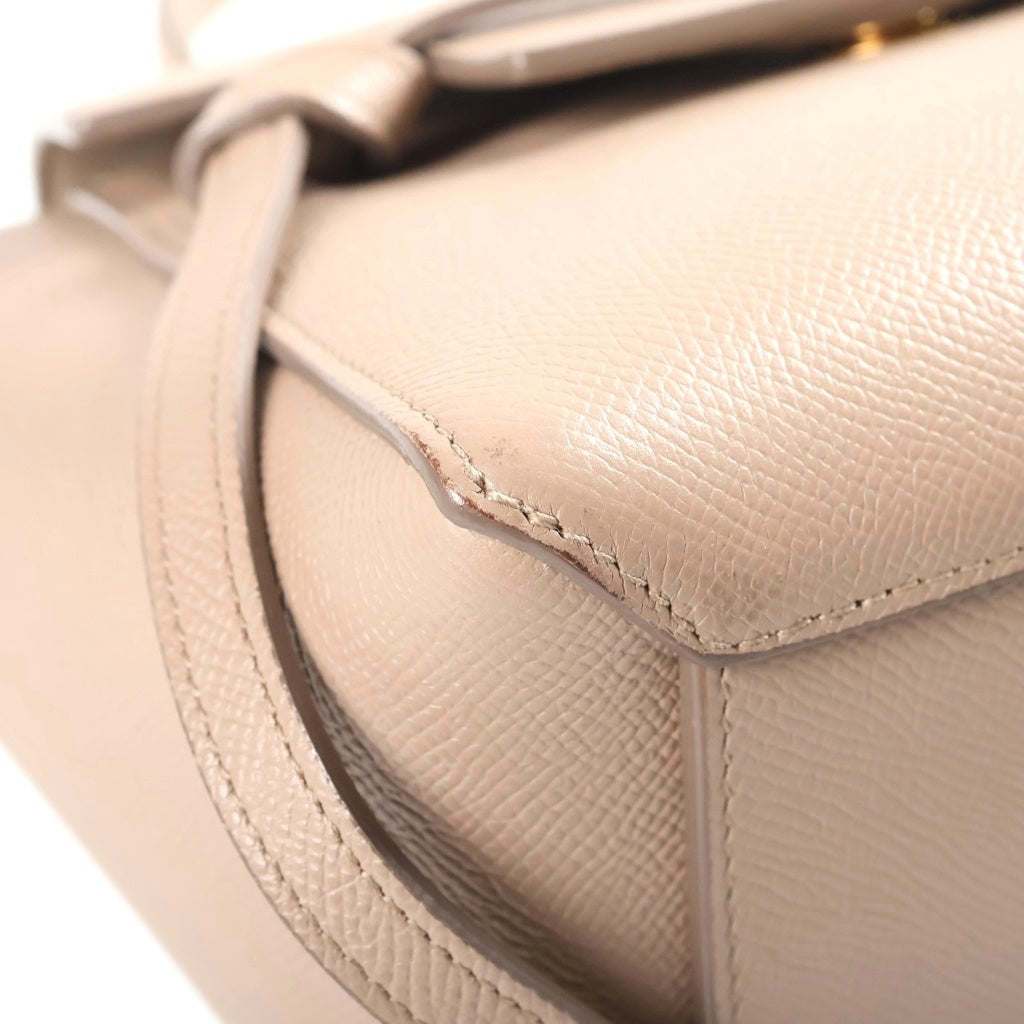 CELINE(セリーヌ) ベルトバッグ ナノ レザー 2WAY ハンド ショルダー バッグ ベージュ ゴールド金具 レディース