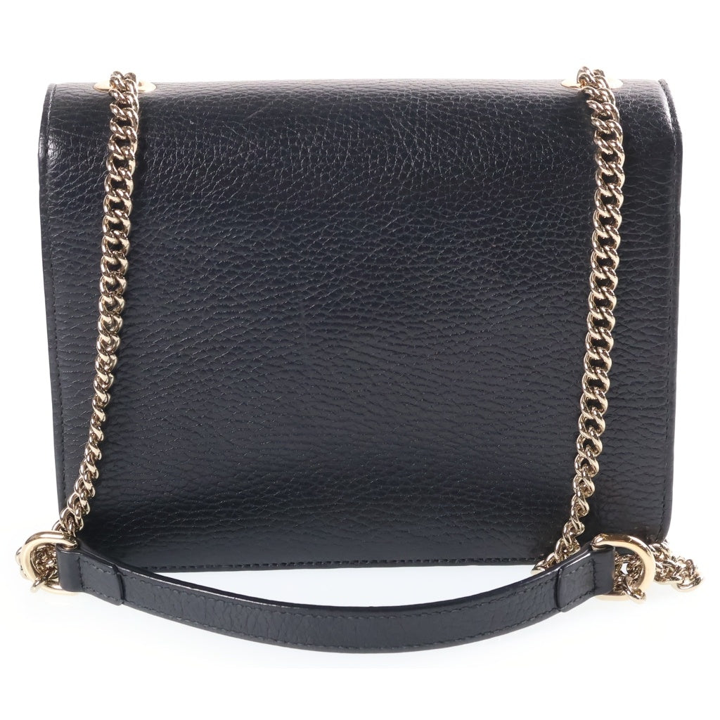 GUCCI(グッチ) インターロッキングG レザー チェーンショルダーバッグ ゴールド金具 ブラック 510304 レディース