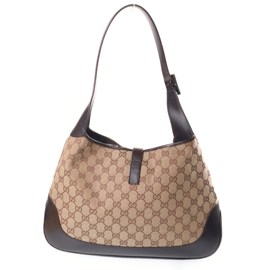 GUCCI(グッチ) GGキャンバス シェリーライン ジャッキー レザー ワンショルダーバッグ シルバー金具 ベージュ 002058 レディース