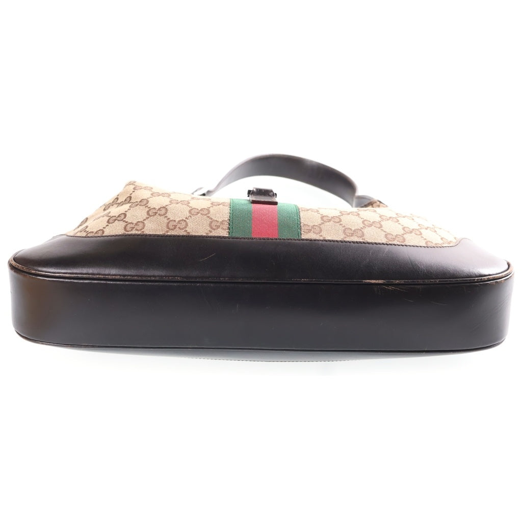 GUCCI(グッチ) GGキャンバス シェリーライン ジャッキー レザー ワンショルダーバッグ シルバー金具 ベージュ 002058 レディース