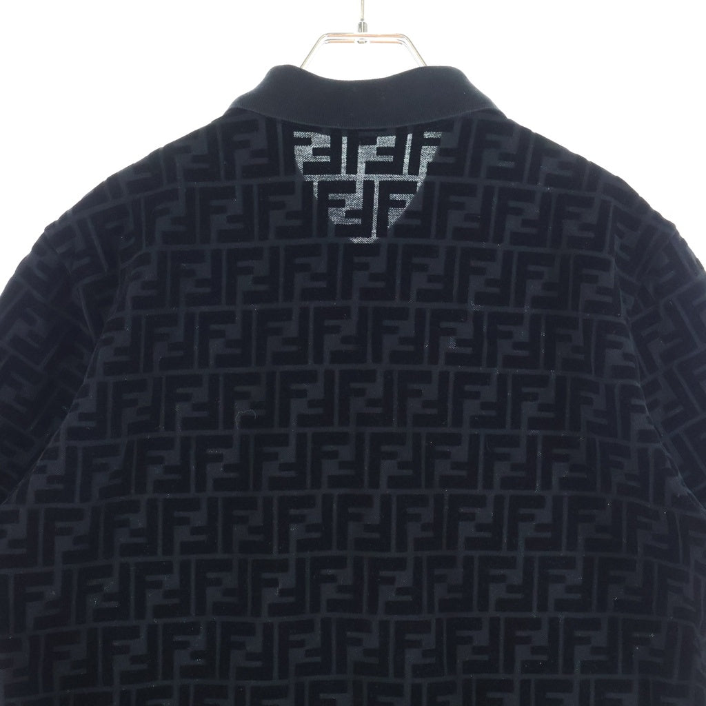 FENDI(フェンディ) ズッカ総柄 フロッキープリント 半袖ポロシャツ ブラック 12CPF-23-260 レディース