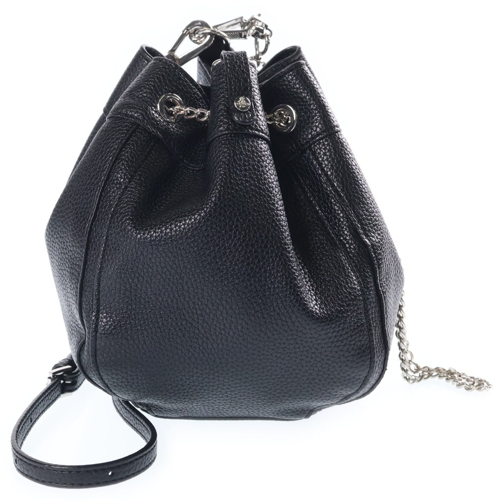 Vivienne Westwood(ヴィヴィアンウエストウッド) オーブロゴプレート ヴィーガンレザー 巾着 チェーン ショルダー バッグ ブラック シルバー金具 レディース