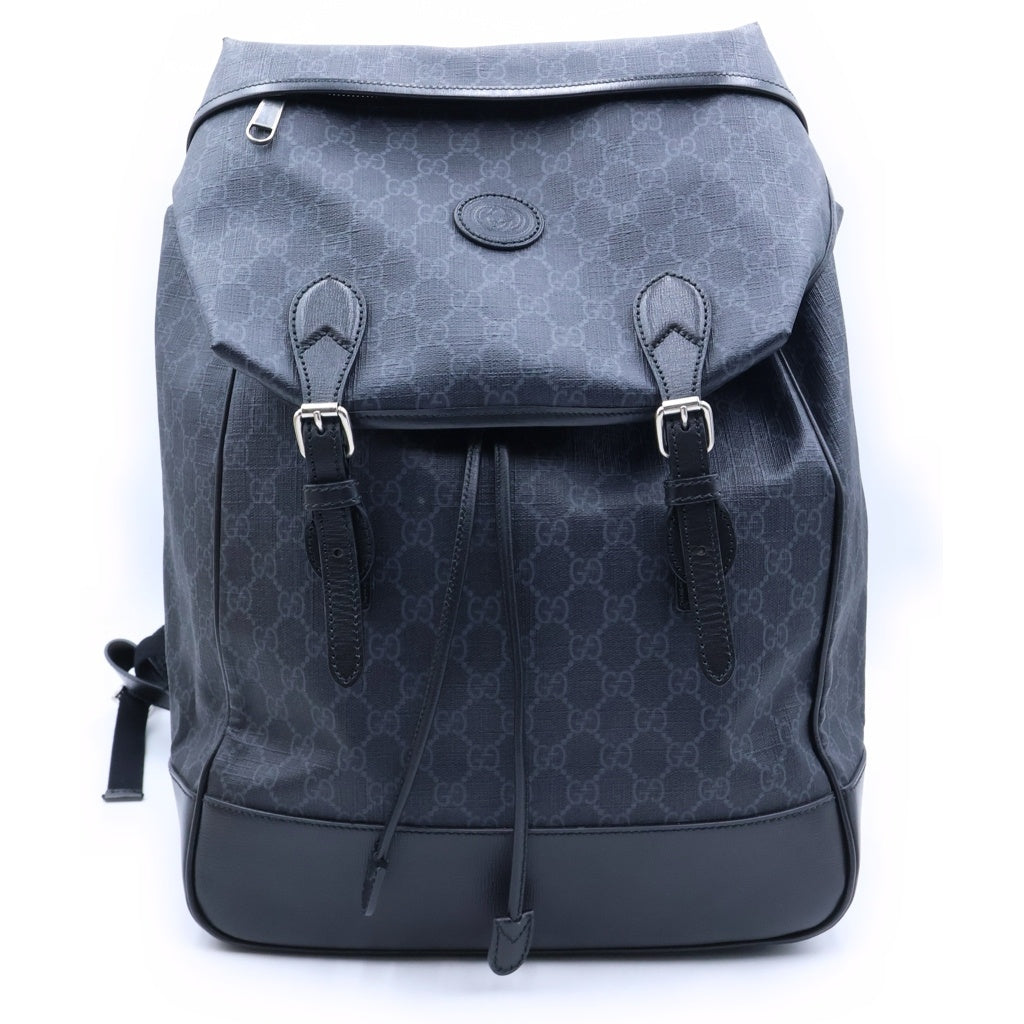 GUCCI(グッチ) インターロッキングG バックパック 黒 レザー 696013 レディース