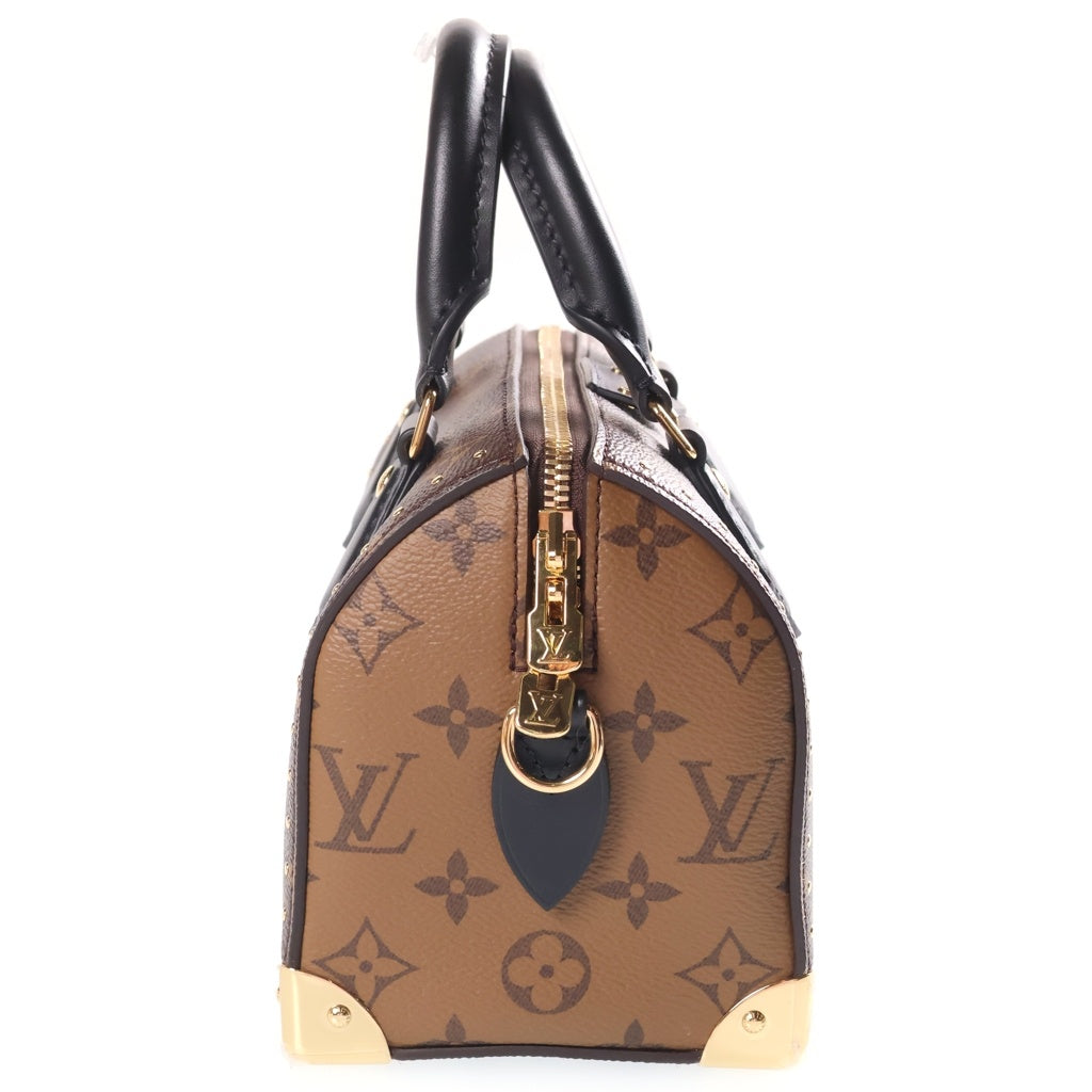 LOUIS VUITTON(ルイヴィトン) モノグラムリバース スピーディ トランク20 PVC レザー 2WAY ハンド チェーンショルダーバッグ ブラウン ゴールド金具 M13146 RFID レディース