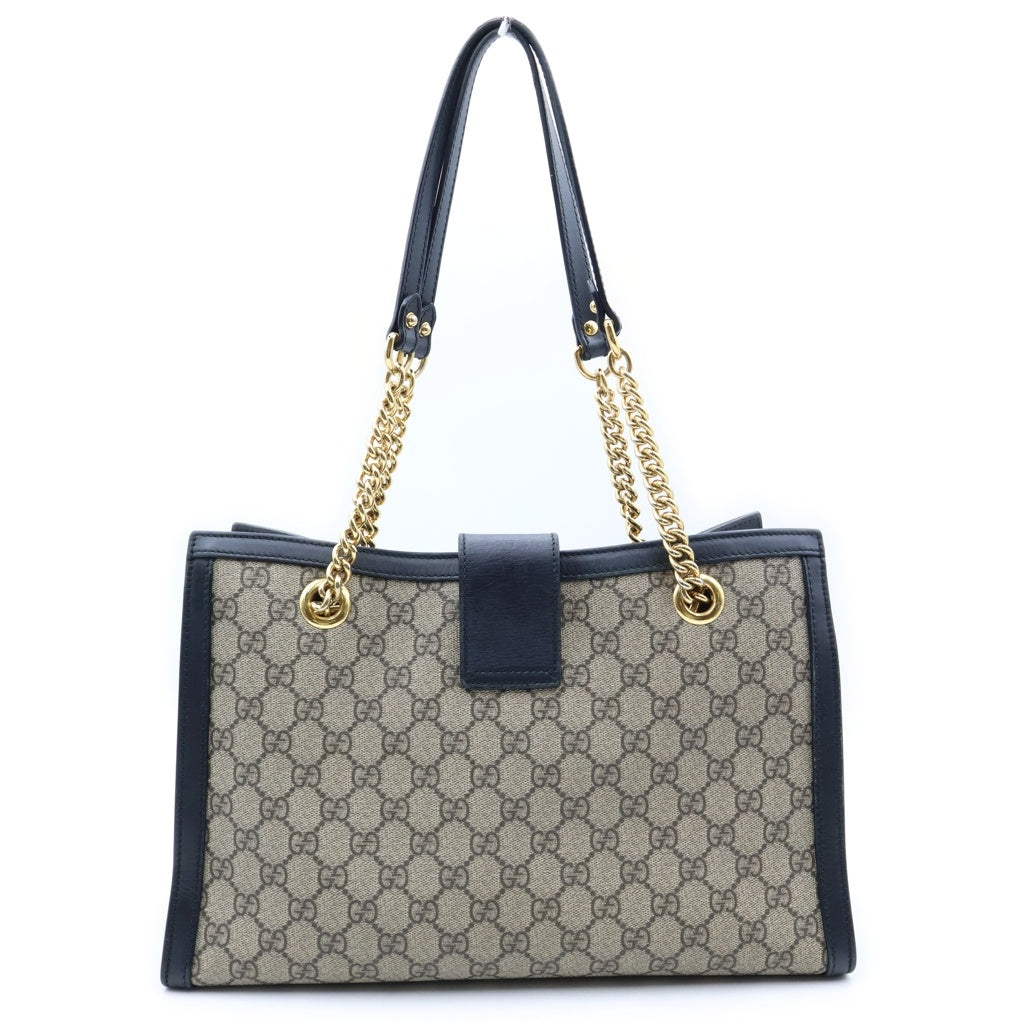 GUCCI(グッチ) パドロック GG ミディアム ショルダー チェーンショルダー PVC レザー ゴールド金具 ベージュ/ブラック レディース