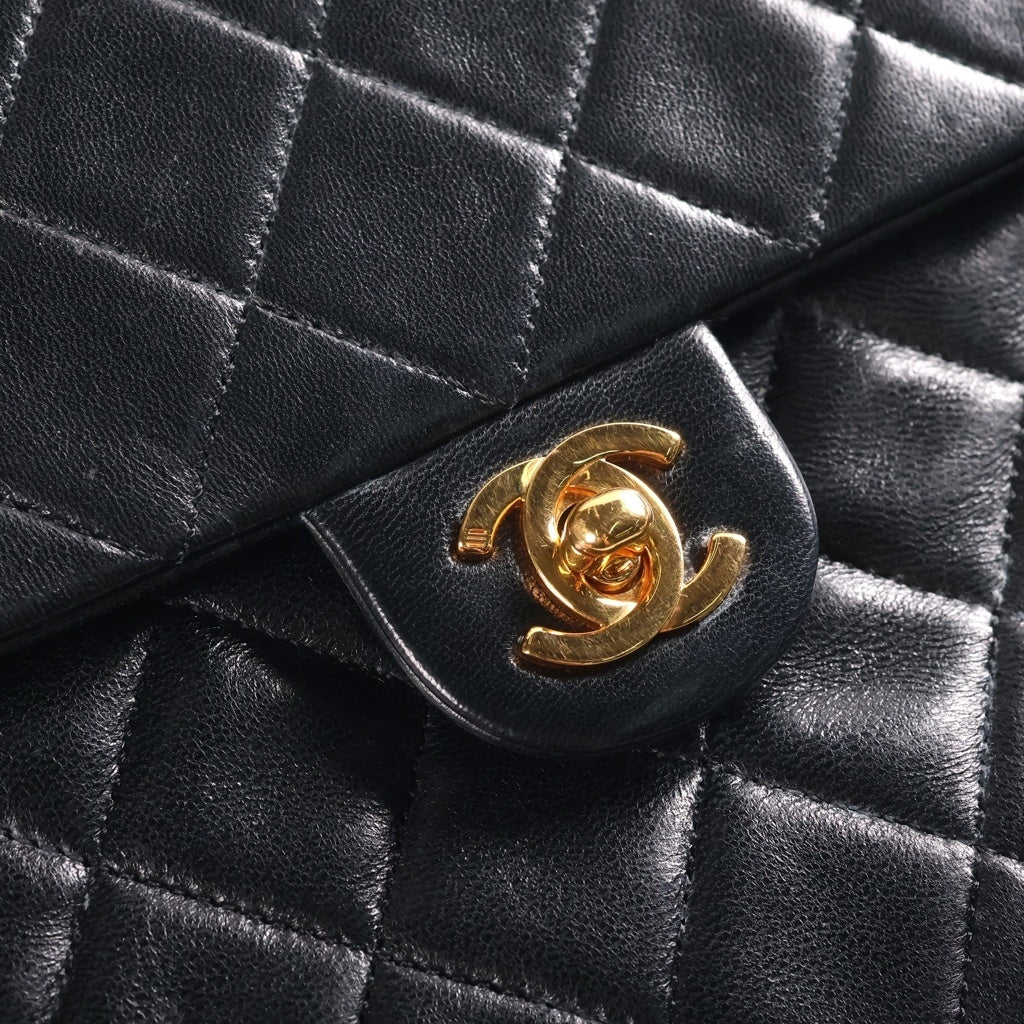 CHANEL(シャネル) ミニマトラッセ20 SフラップSチェーンショルダーバッグ ハンドバッグ ブラック ラムスキン ゴールド金具 シール付き 1番台 A01163 レディース