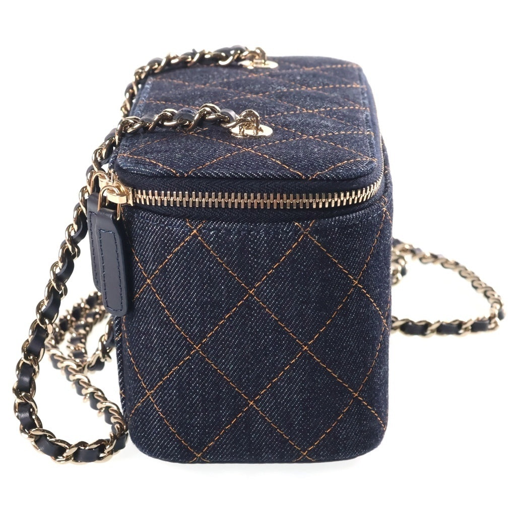 CHANEL(シャネル) マトラッセ バニティチェーンバッグ ネイビー デニム SV金具 レディース
