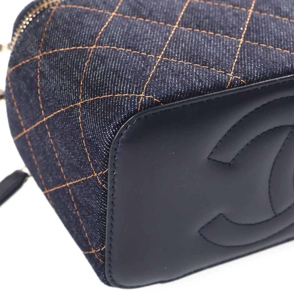 CHANEL(シャネル) マトラッセ バニティチェーンバッグ ネイビー デニム SV金具 レディース