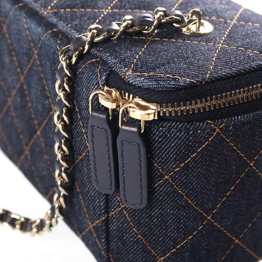 CHANEL(シャネル) マトラッセ バニティチェーンバッグ ネイビー デニム SV金具 レディース