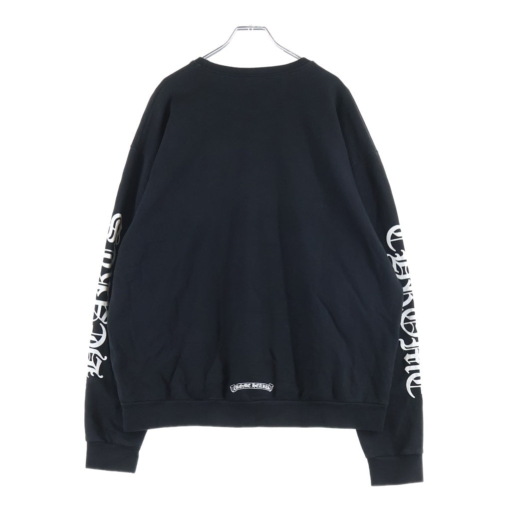 CHROME HEARTS(クロムハーツ) ネックロゴ アームデザイン クルーネックスウェットトレーナー ブラック