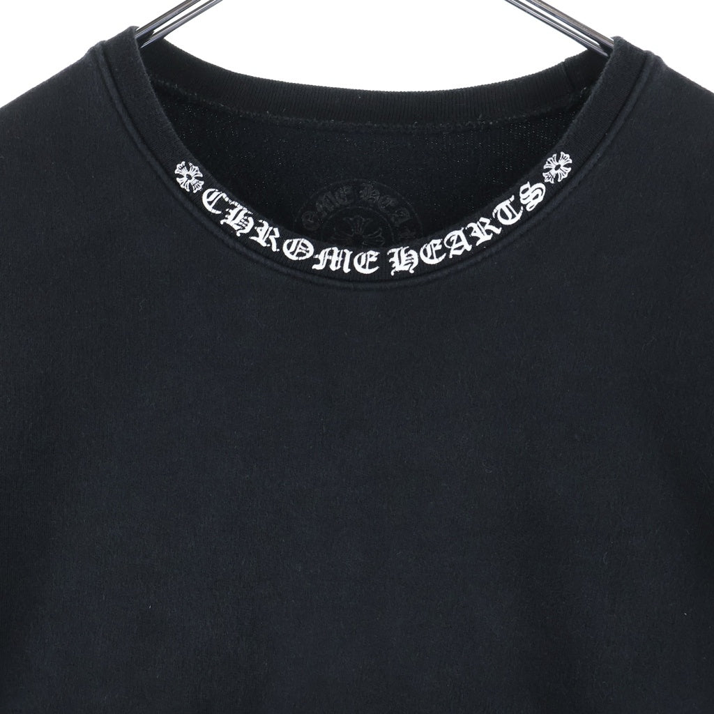 CHROME HEARTS(クロムハーツ) ネックロゴ アームデザイン クルーネックスウェットトレーナー ブラック