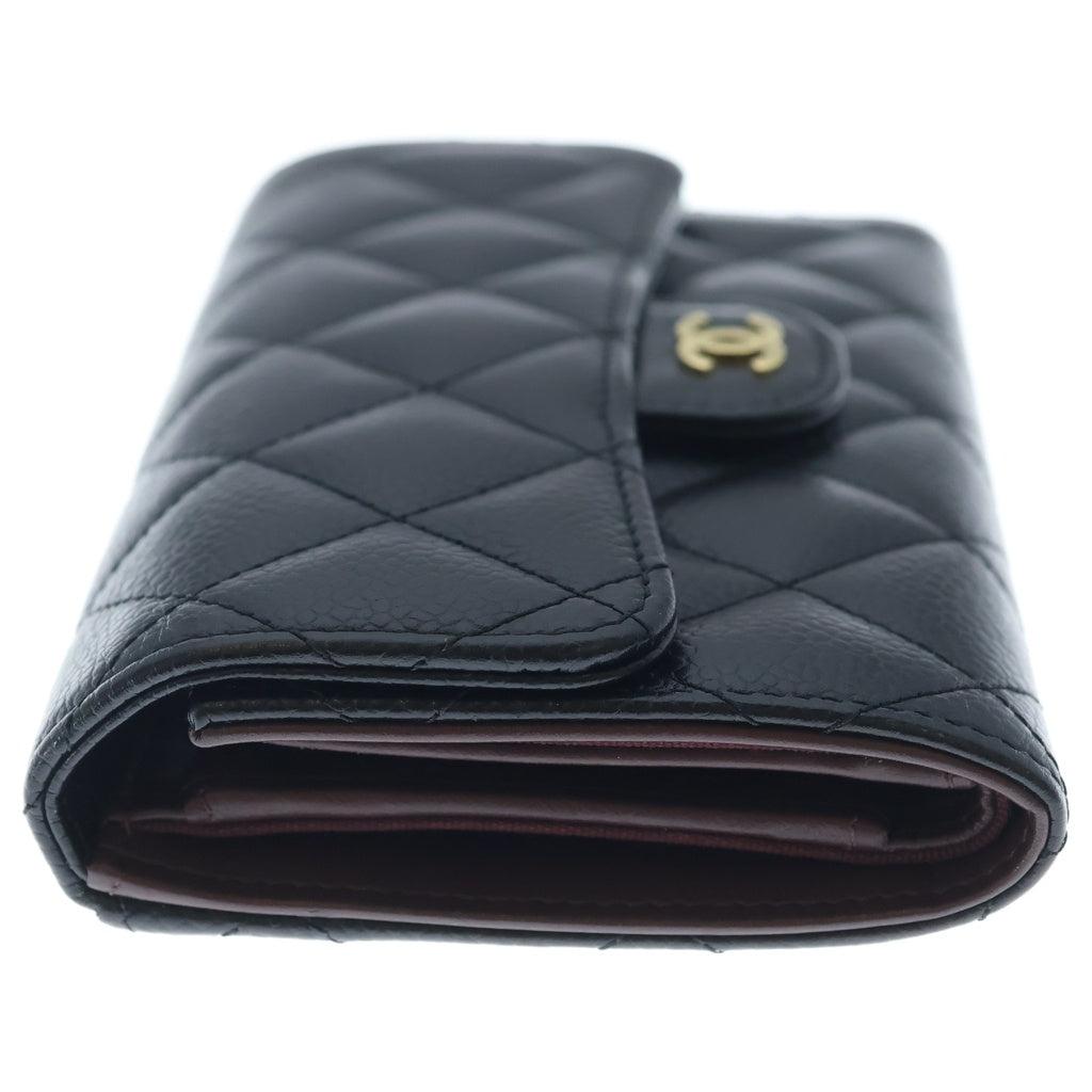 CHANEL(シャネル) マトラッセクラシック ミディアム フラップウォレット ブラック キャビアスキン GD金具 AP0232 レディース