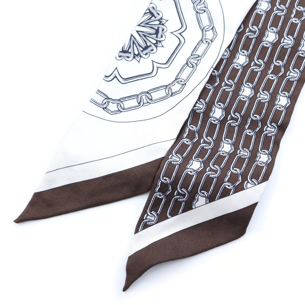 HERMES(エルメス) ツイリー カレイドスコープ ブラウン系×白系 シルク レディース