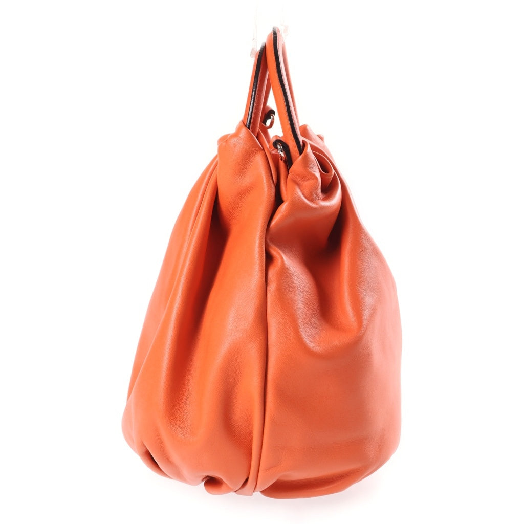 LOEWE(ロエベ) バウンス アナグラムロゴ レザー 2WAY ハンド ショルダーバッグ シルバー金具 オレンジ レディース