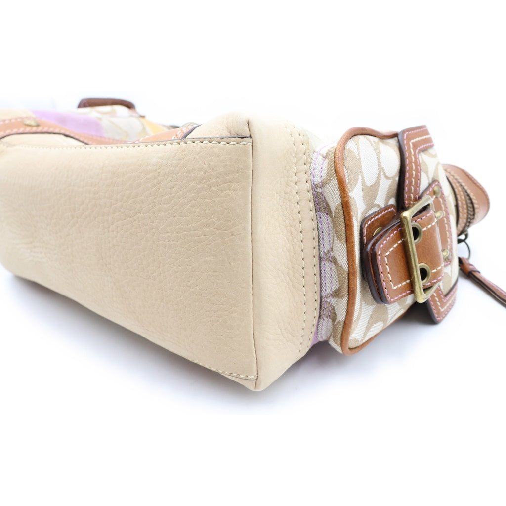 COACH(コーチ) パッチワーク ハンドバッグ ブラウン レザー×キャンバス 10002 レディース