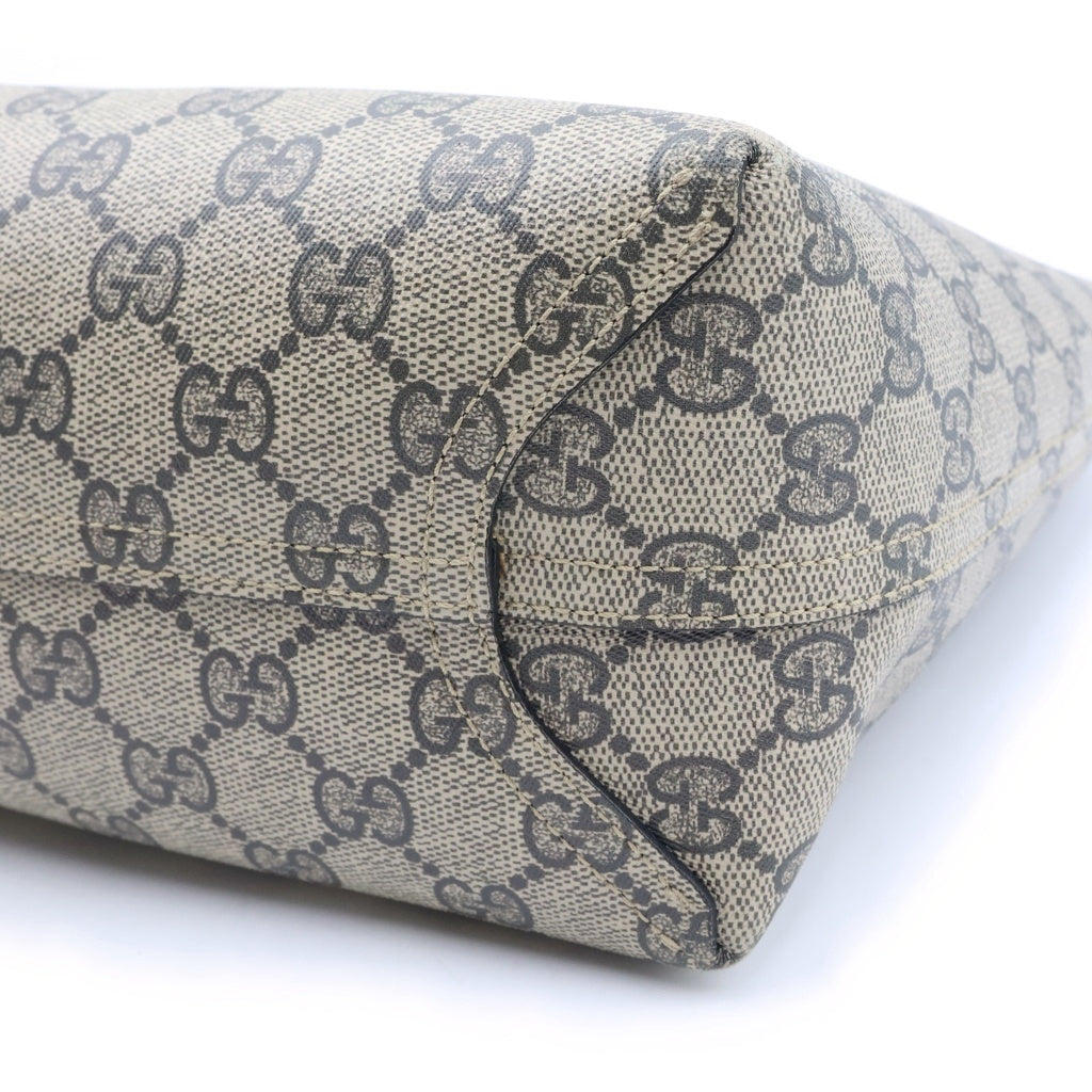 GUCCI(グッチ) GGスプリーム リバーシブル トートバッグ PVC レザー ベージュ/ブラック 372613 レディース