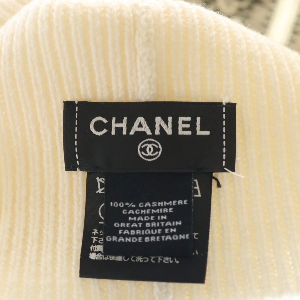 CHANEL(シャネル) ロゴカシミヤ ニット帽 ビーニー アイボリー レディース